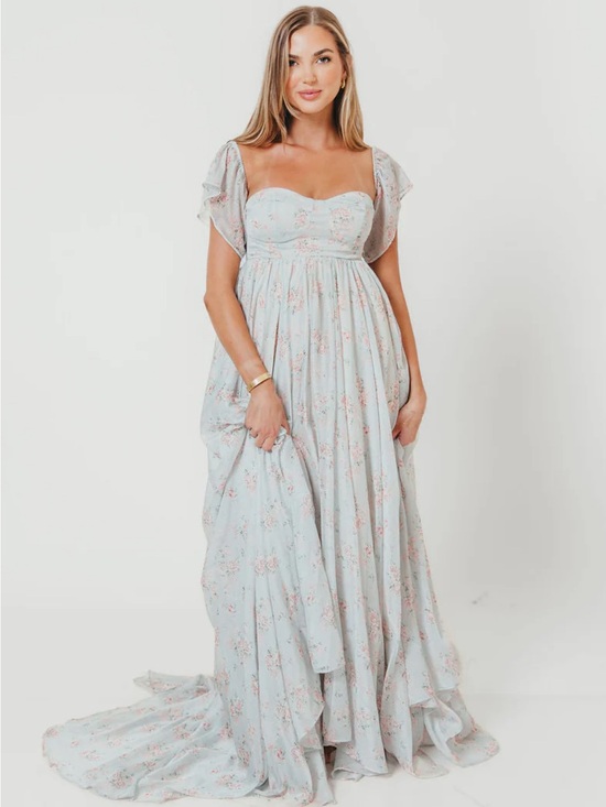 Worth Collective Dresses & Skirts - Charleston Dress - BUMP FRIENDLY - Floral Sweetheart Maxi in sage, blues & pinks